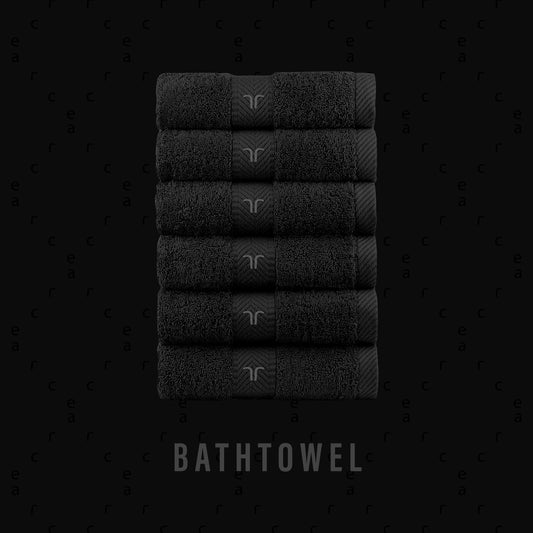 Arce Black Bathtowel - X6 PACK - Egyptian Cotton